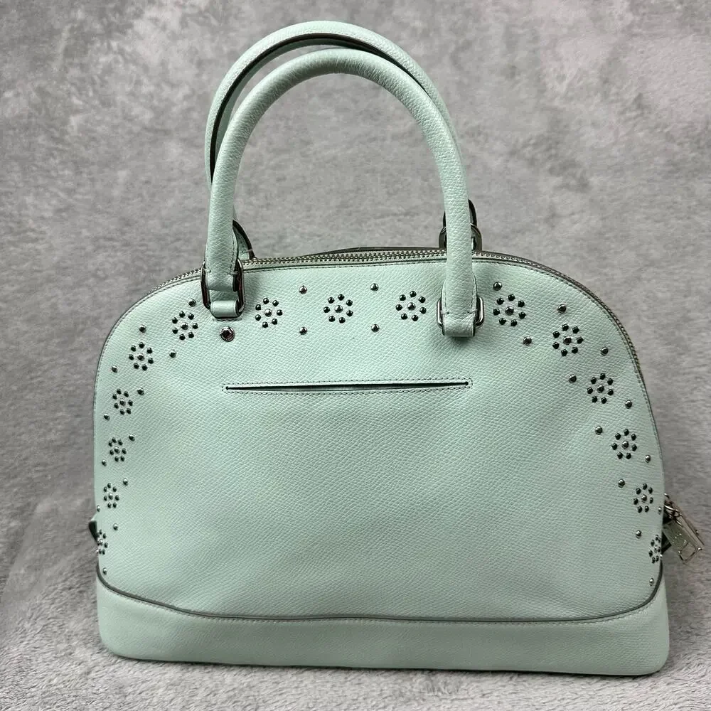 Coach Seaglass Mint Green Studded Sierra Satchel Bag With Crossbody Strap‎